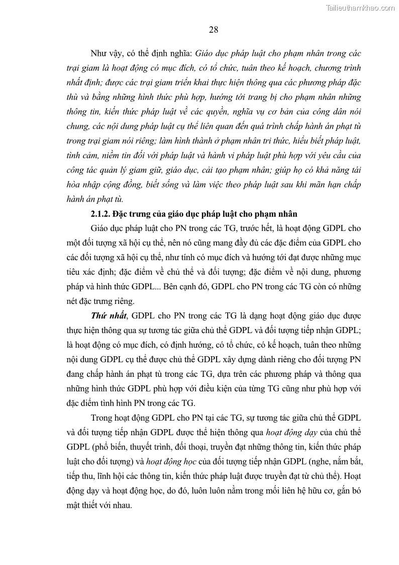 Luận án tiến sĩ Giáo dục pháp luật cho phạm nhân trong các trại giam ở Việt Nam - 3 Trang 34