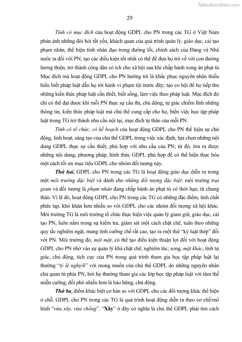 Luận án tiến sĩ Giáo dục pháp luật cho phạm nhân trong các trại giam ở Việt Nam - 3 Trang 35