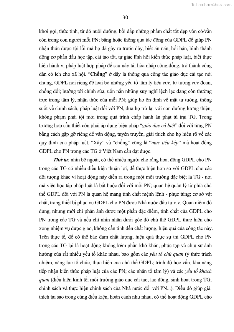 Luận án tiến sĩ Giáo dục pháp luật cho phạm nhân trong các trại giam ở Việt Nam - 3 Trang 36