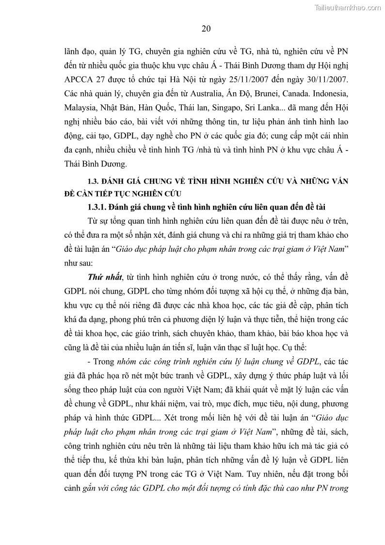 Luận án tiến sĩ Giáo dục pháp luật cho phạm nhân trong các trại giam ở Việt Nam - 3 Trang 26