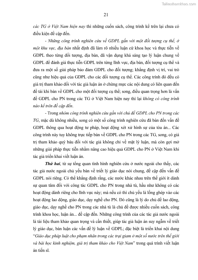 Luận án tiến sĩ Giáo dục pháp luật cho phạm nhân trong các trại giam ở Việt Nam - 3 Trang 27