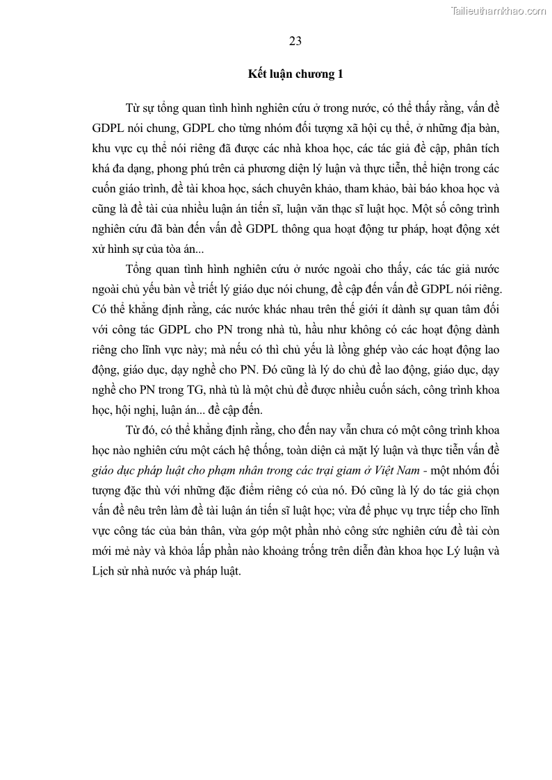 Luận án tiến sĩ Giáo dục pháp luật cho phạm nhân trong các trại giam ở Việt Nam - 3 Trang 29