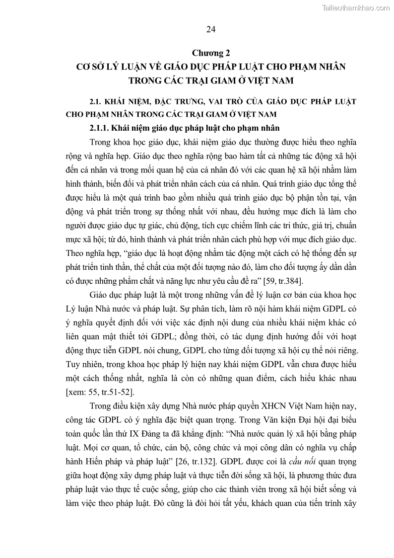 Luận án tiến sĩ Giáo dục pháp luật cho phạm nhân trong các trại giam ở Việt Nam - 3 Trang 30