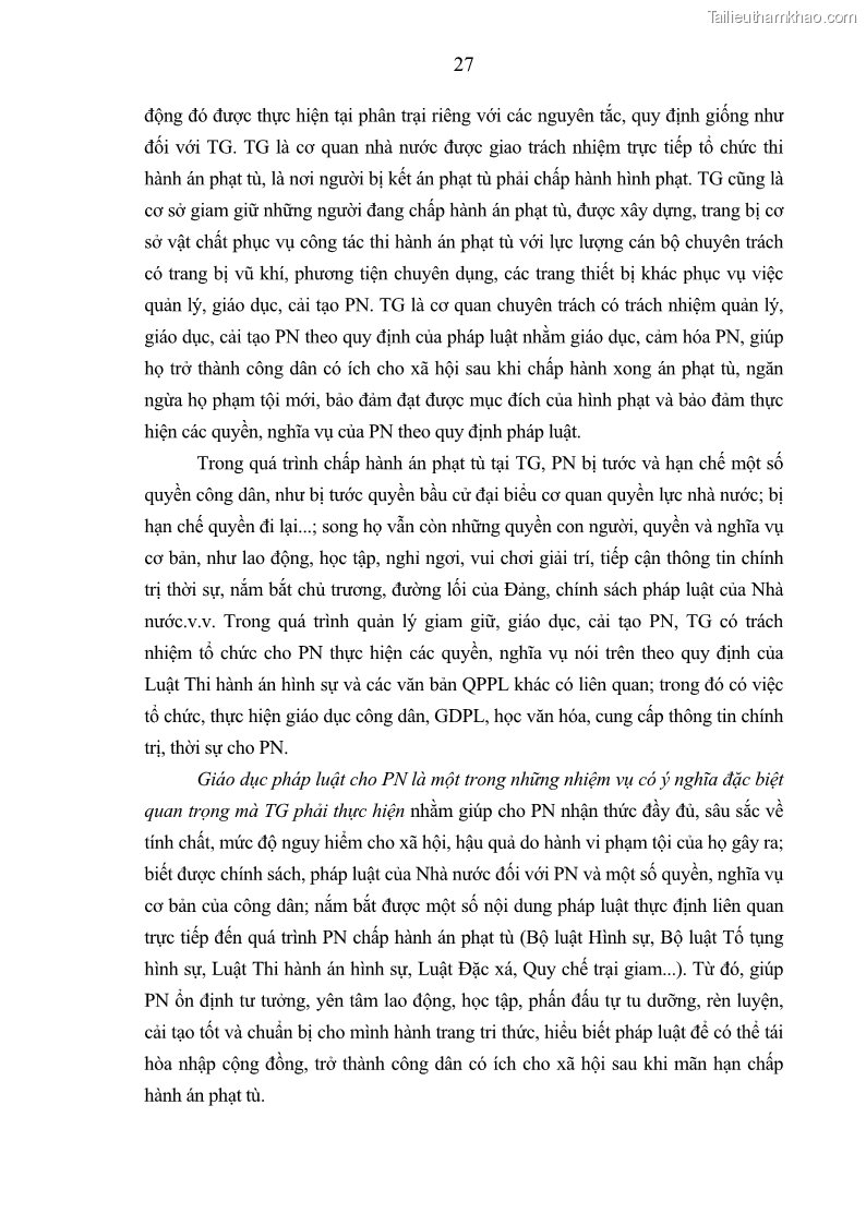 Luận án tiến sĩ Giáo dục pháp luật cho phạm nhân trong các trại giam ở Việt Nam - 3 Trang 33