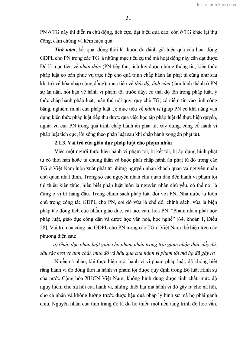 Luận án tiến sĩ Giáo dục pháp luật cho phạm nhân trong các trại giam ở Việt Nam - 4 Trang 37