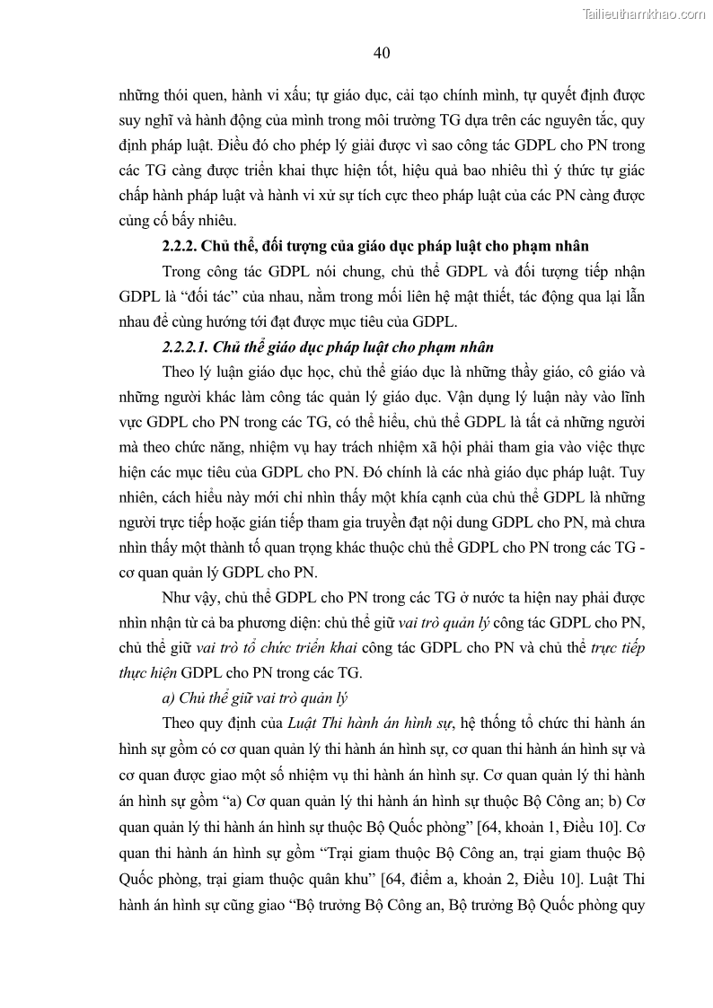 Luận án tiến sĩ Giáo dục pháp luật cho phạm nhân trong các trại giam ở Việt Nam - 4 Trang 46