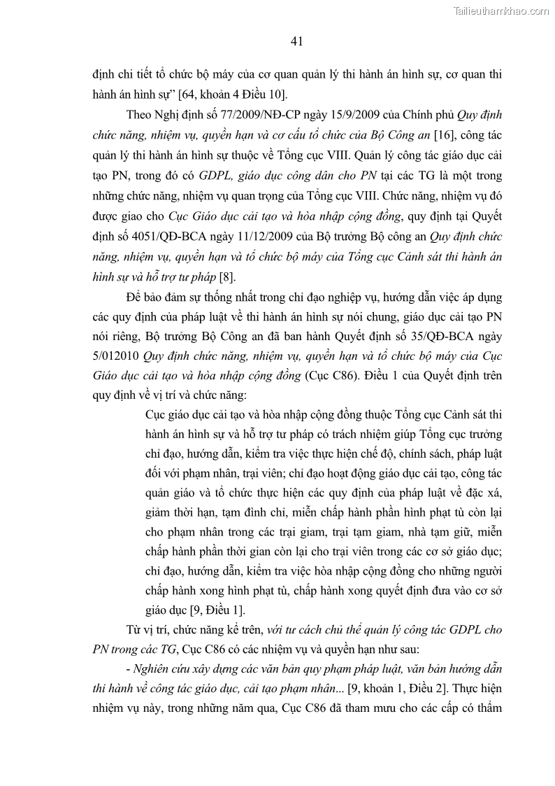 Luận án tiến sĩ Giáo dục pháp luật cho phạm nhân trong các trại giam ở Việt Nam - 4 Trang 47