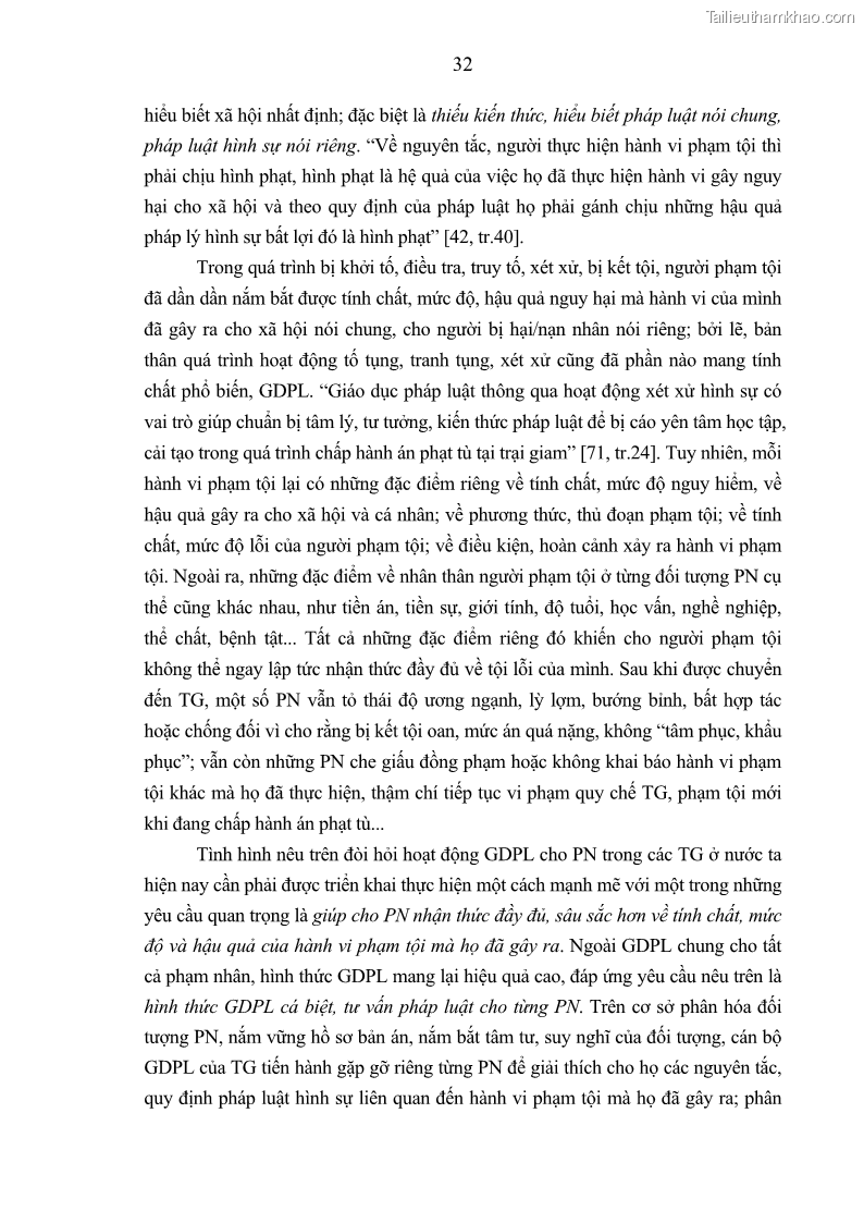 Luận án tiến sĩ Giáo dục pháp luật cho phạm nhân trong các trại giam ở Việt Nam - 4 Trang 38