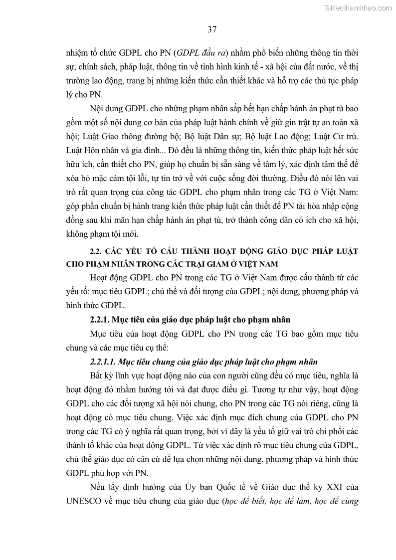 Luận án tiến sĩ Giáo dục pháp luật cho phạm nhân trong các trại giam ở Việt Nam - 4 Trang 43