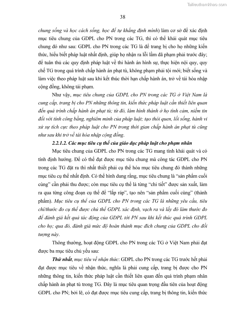 Luận án tiến sĩ Giáo dục pháp luật cho phạm nhân trong các trại giam ở Việt Nam - 4 Trang 44