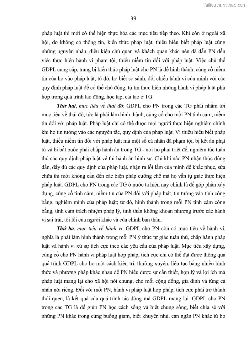 Luận án tiến sĩ Giáo dục pháp luật cho phạm nhân trong các trại giam ở Việt Nam - 4 Trang 45
