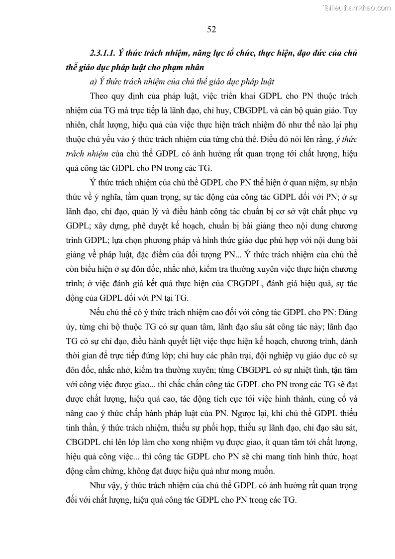 Luận án tiến sĩ Giáo dục pháp luật cho phạm nhân trong các trại giam ở Việt Nam - 5 Trang 58