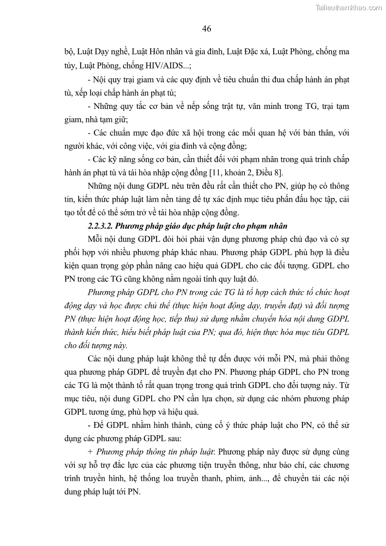 Luận án tiến sĩ Giáo dục pháp luật cho phạm nhân trong các trại giam ở Việt Nam - 5 Trang 52