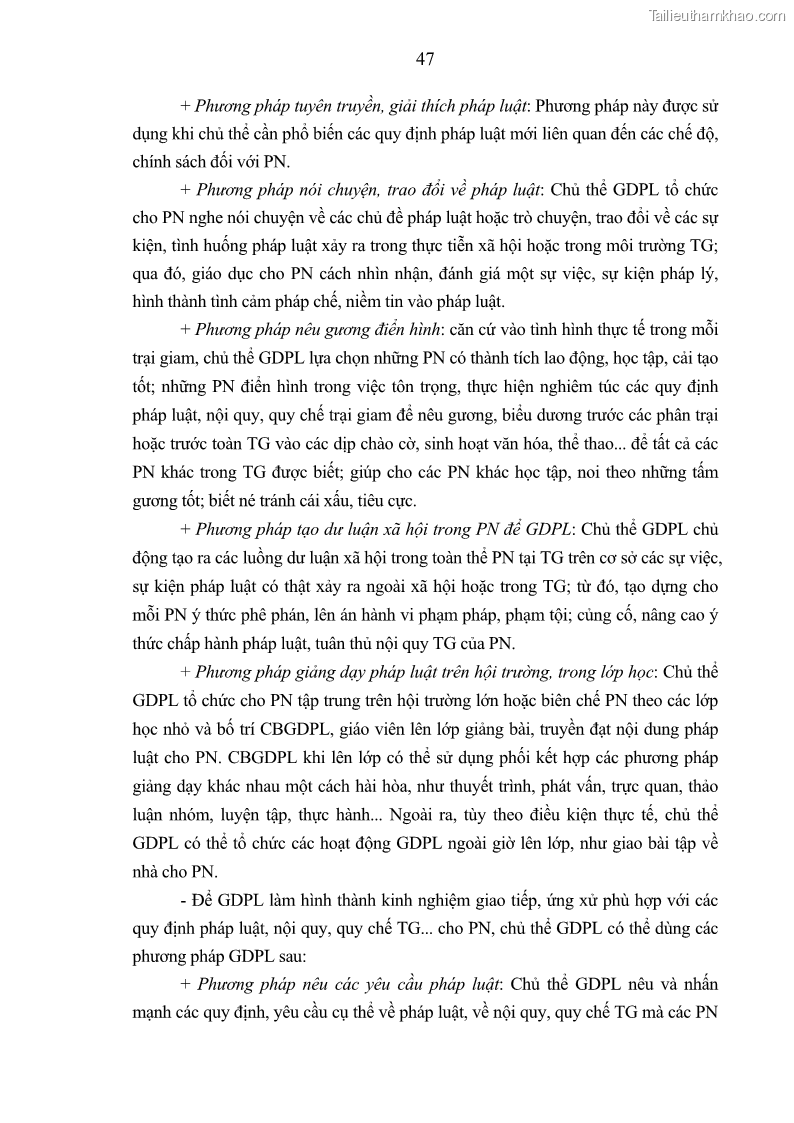 Luận án tiến sĩ Giáo dục pháp luật cho phạm nhân trong các trại giam ở Việt Nam - 5 Trang 53