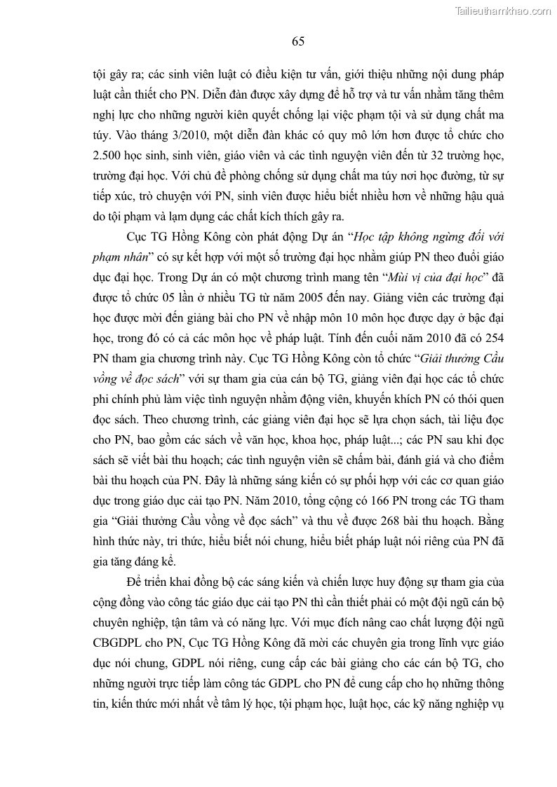 Luận án tiến sĩ Giáo dục pháp luật cho phạm nhân trong các trại giam ở Việt Nam - 6 Trang 71