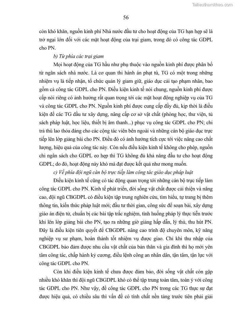 Luận án tiến sĩ Giáo dục pháp luật cho phạm nhân trong các trại giam ở Việt Nam - 6 Trang 62