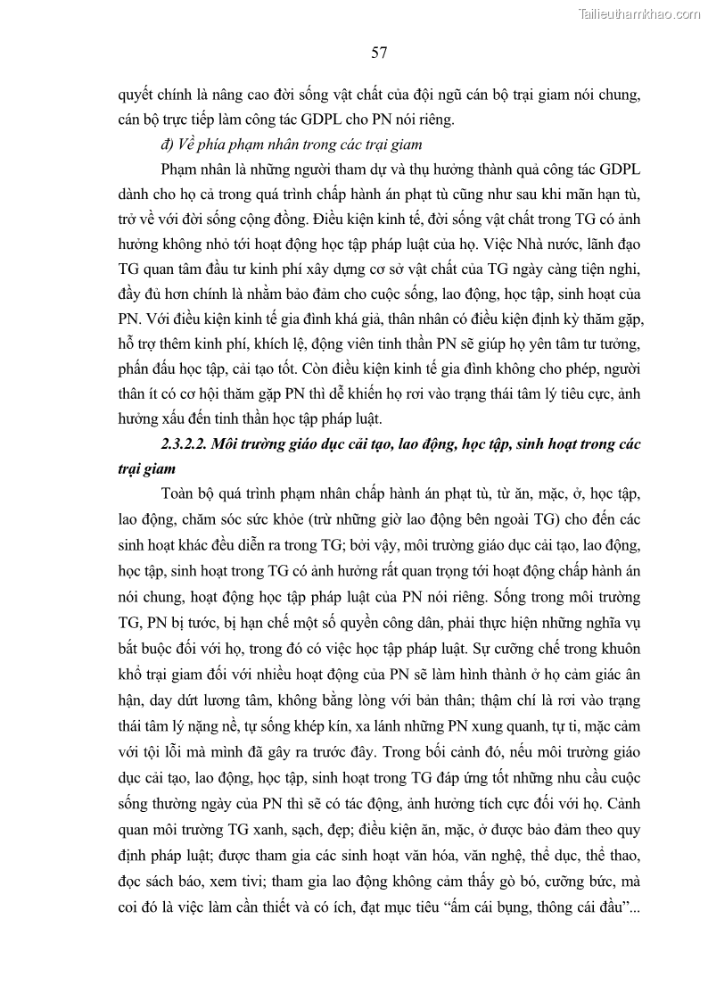 Luận án tiến sĩ Giáo dục pháp luật cho phạm nhân trong các trại giam ở Việt Nam - 6 Trang 63