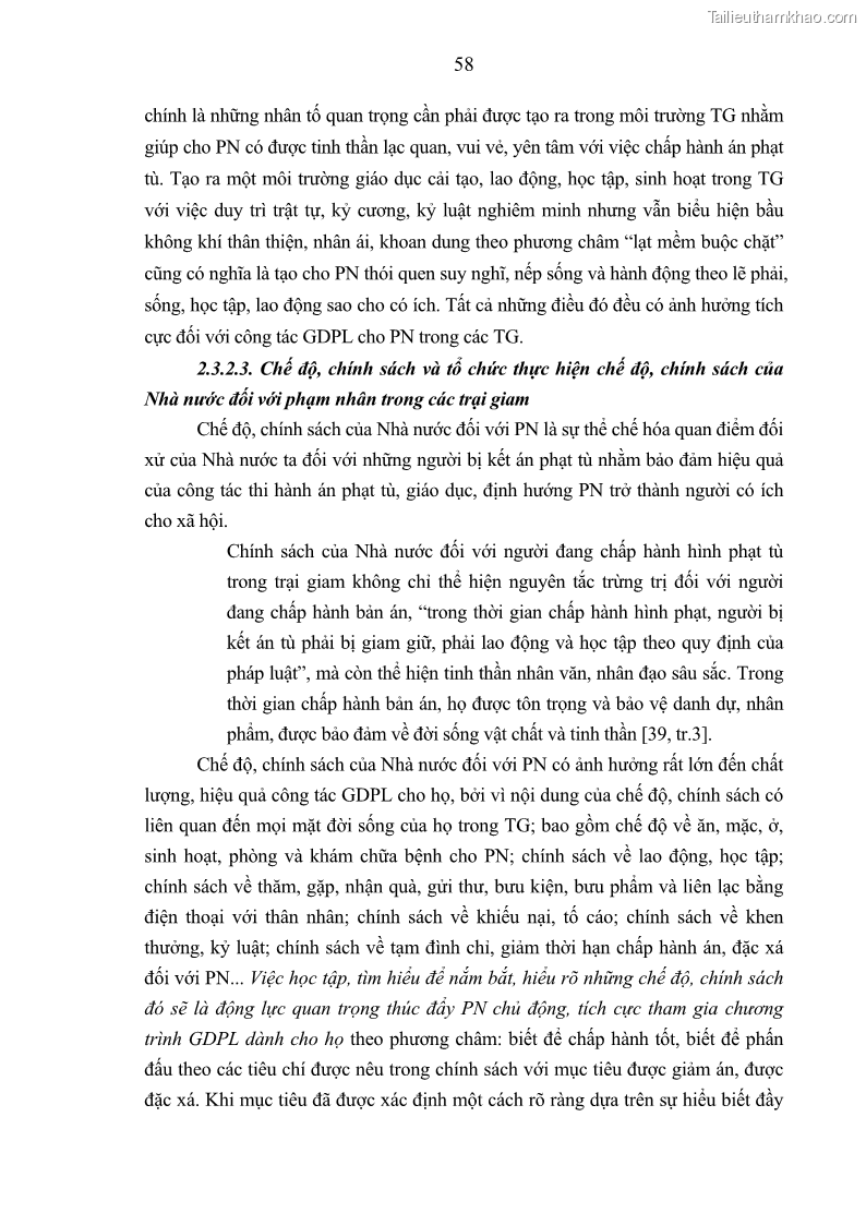 Luận án tiến sĩ Giáo dục pháp luật cho phạm nhân trong các trại giam ở Việt Nam - 6 Trang 64