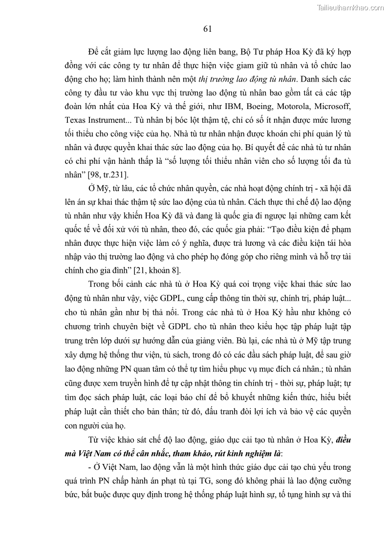 Luận án tiến sĩ Giáo dục pháp luật cho phạm nhân trong các trại giam ở Việt Nam - 6 Trang 67
