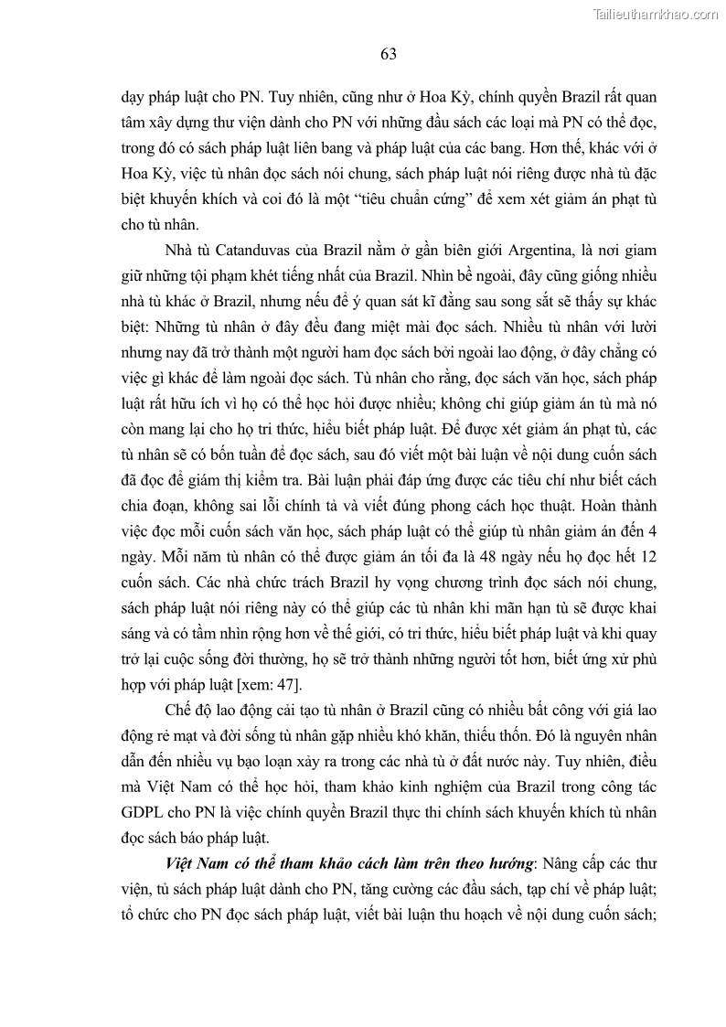 Luận án tiến sĩ Giáo dục pháp luật cho phạm nhân trong các trại giam ở Việt Nam - 6 Trang 69