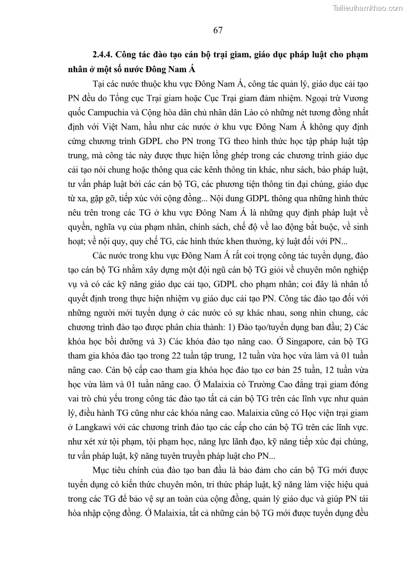 Luận án tiến sĩ Giáo dục pháp luật cho phạm nhân trong các trại giam ở Việt Nam - 7 Trang 73