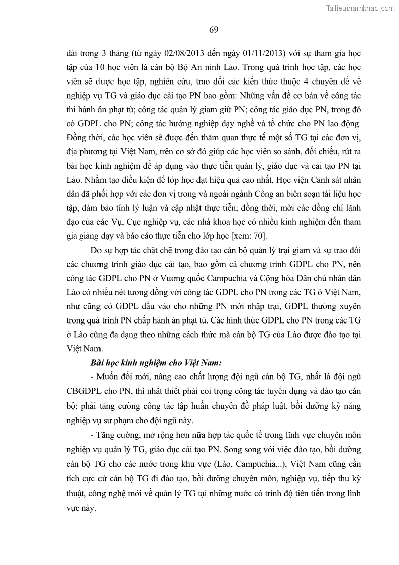 Luận án tiến sĩ Giáo dục pháp luật cho phạm nhân trong các trại giam ở Việt Nam - 7 Trang 75