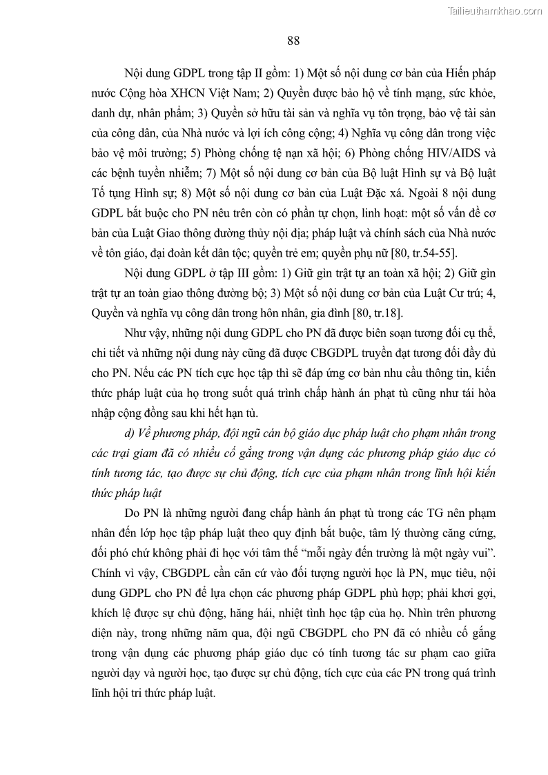 Luận án tiến sĩ Giáo dục pháp luật cho phạm nhân trong các trại giam ở Việt Nam - 8 Trang 94