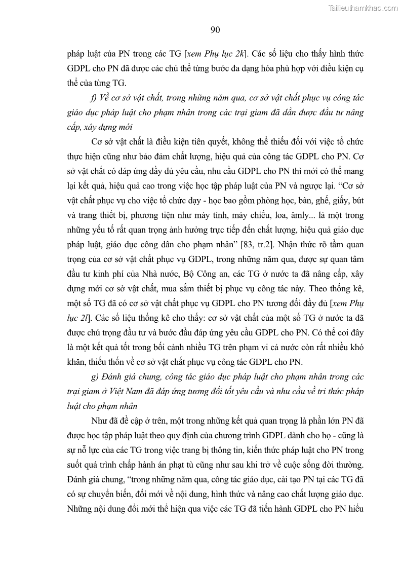 Luận án tiến sĩ Giáo dục pháp luật cho phạm nhân trong các trại giam ở Việt Nam - 8 Trang 96