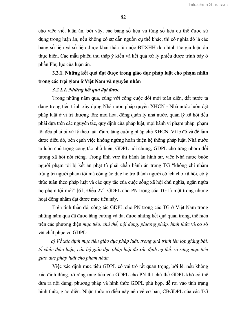 Luận án tiến sĩ Giáo dục pháp luật cho phạm nhân trong các trại giam ở Việt Nam - 8 Trang 88