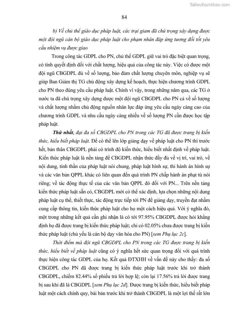 Luận án tiến sĩ Giáo dục pháp luật cho phạm nhân trong các trại giam ở Việt Nam - 8 Trang 90
