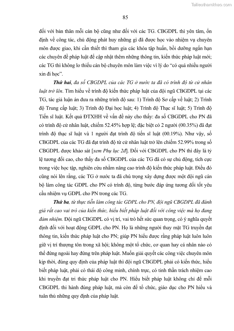 Luận án tiến sĩ Giáo dục pháp luật cho phạm nhân trong các trại giam ở Việt Nam - 8 Trang 91