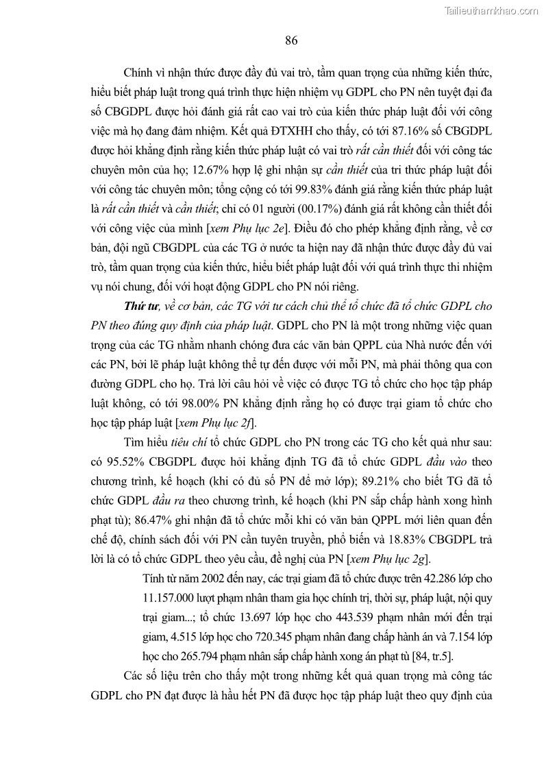 Luận án tiến sĩ Giáo dục pháp luật cho phạm nhân trong các trại giam ở Việt Nam - 8 Trang 92