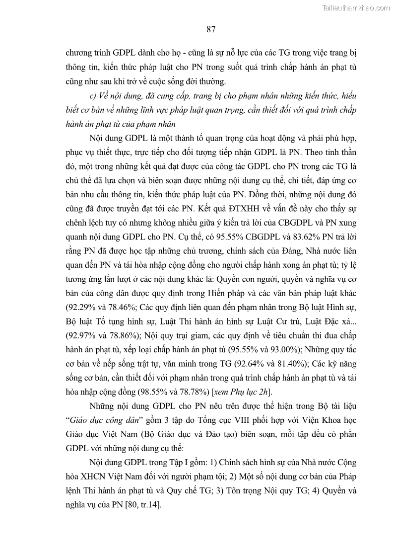 Luận án tiến sĩ Giáo dục pháp luật cho phạm nhân trong các trại giam ở Việt Nam - 8 Trang 93