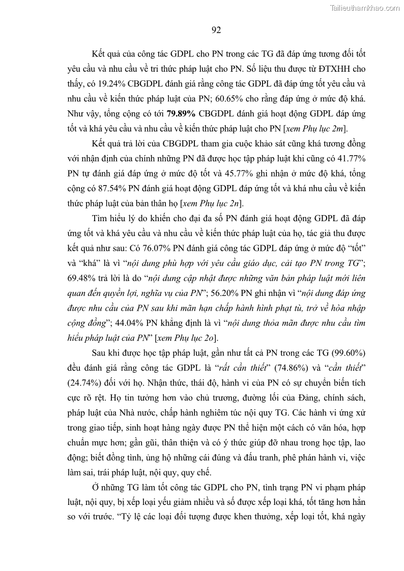 Luận án tiến sĩ Giáo dục pháp luật cho phạm nhân trong các trại giam ở Việt Nam - 9 Trang 98