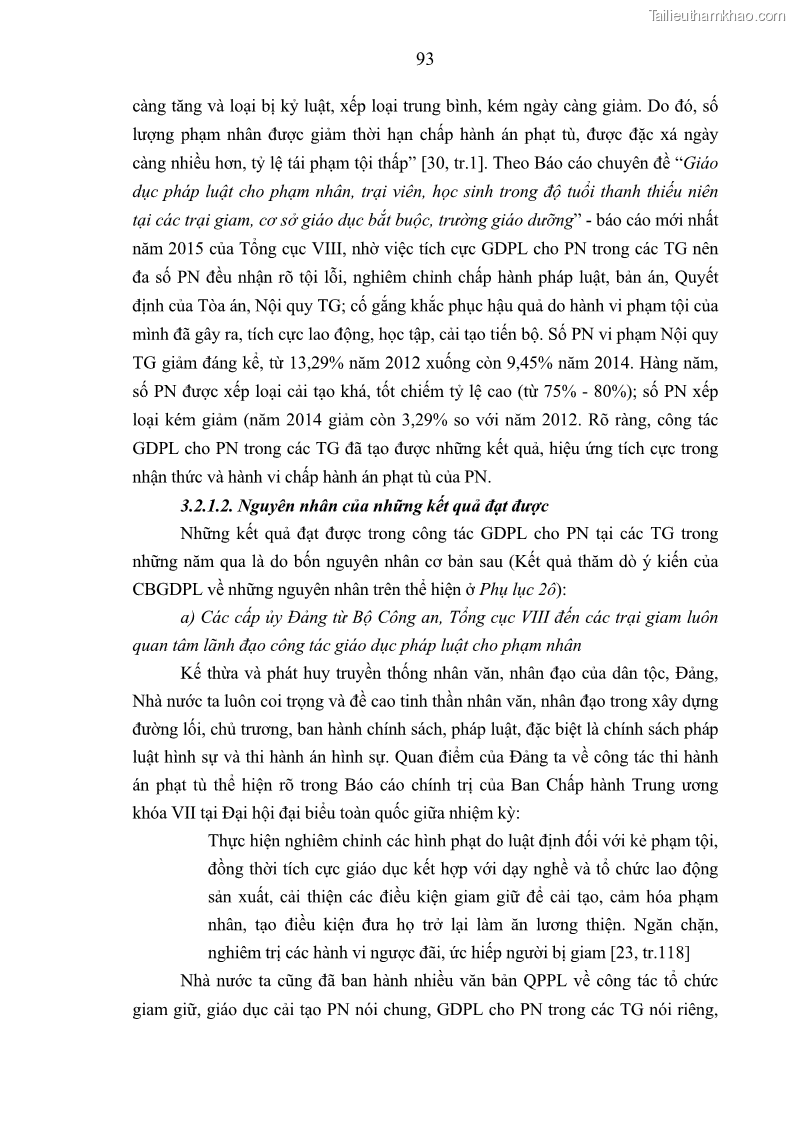 Luận án tiến sĩ Giáo dục pháp luật cho phạm nhân trong các trại giam ở Việt Nam - 9 Trang 99