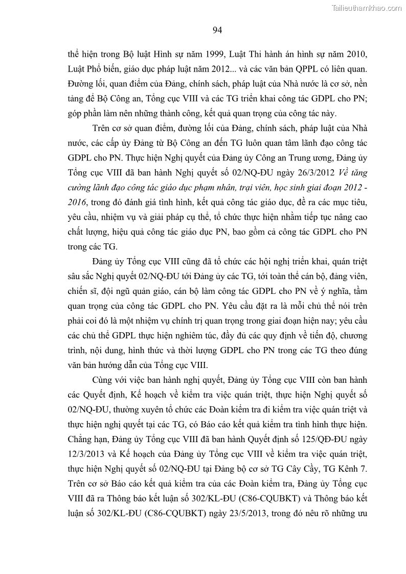 Luận án tiến sĩ Giáo dục pháp luật cho phạm nhân trong các trại giam ở Việt Nam - 9 Trang 100