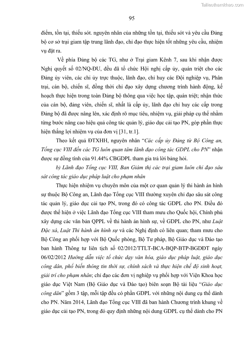 Luận án tiến sĩ Giáo dục pháp luật cho phạm nhân trong các trại giam ở Việt Nam - 9 Trang 101