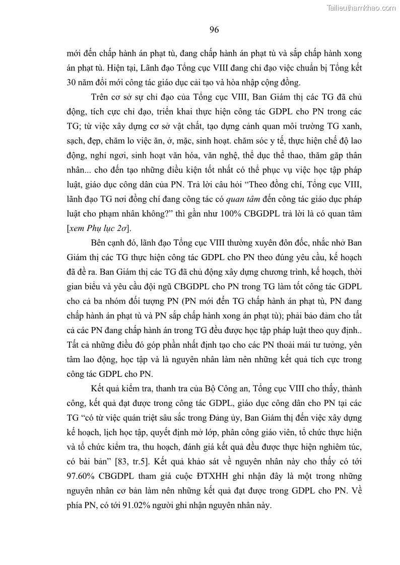 Luận án tiến sĩ Giáo dục pháp luật cho phạm nhân trong các trại giam ở Việt Nam - 9 Trang 102