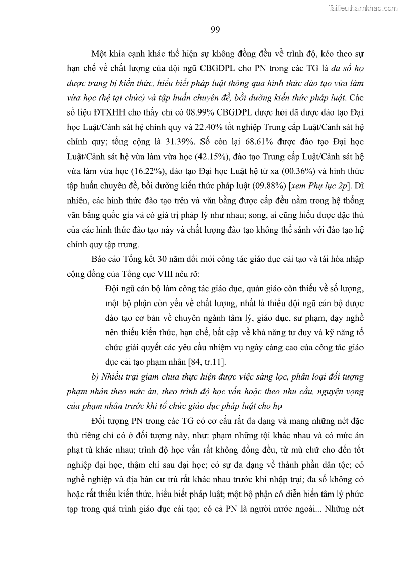 Luận án tiến sĩ Giáo dục pháp luật cho phạm nhân trong các trại giam ở Việt Nam - 9 Trang 105