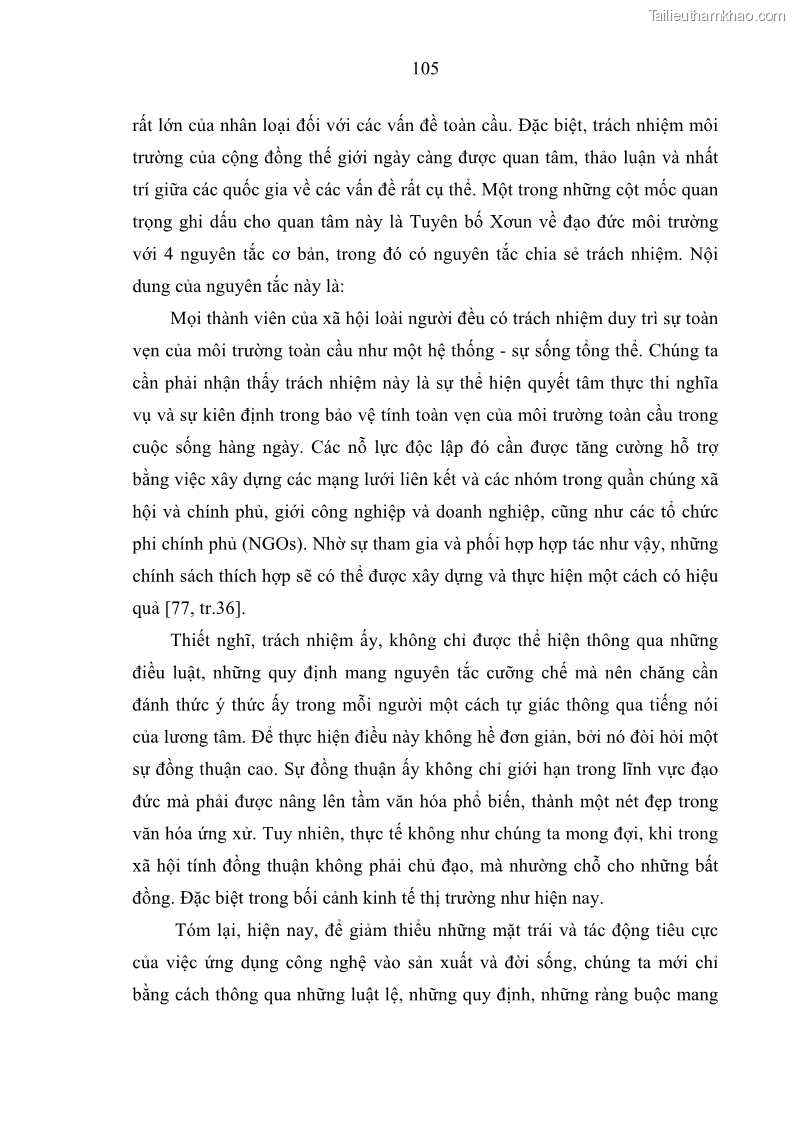 Luận án tiến sĩ Vấn đề tự do và trách nhiệm đạo đức trong hoạt động khoa học, công nghệ và bài học đối với Việt Nam hiện nay - 10 Trang 110