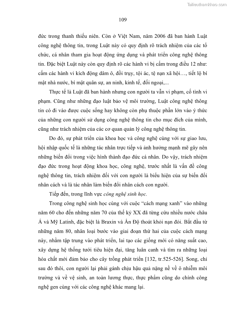 Luận án tiến sĩ Vấn đề tự do và trách nhiệm đạo đức trong hoạt động khoa học, công nghệ và bài học đối với Việt Nam hiện nay - 10 Trang 114