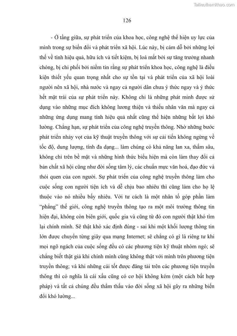 Luận án tiến sĩ Vấn đề tự do và trách nhiệm đạo đức trong hoạt động khoa học, công nghệ và bài học đối với Việt Nam hiện nay - 11 Trang 131
