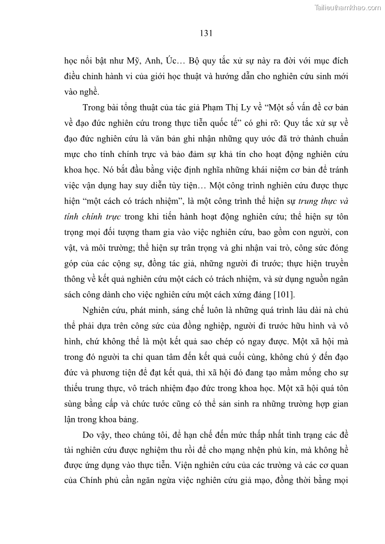 Luận án tiến sĩ Vấn đề tự do và trách nhiệm đạo đức trong hoạt động khoa học, công nghệ và bài học đối với Việt Nam hiện nay - 12 Trang 136