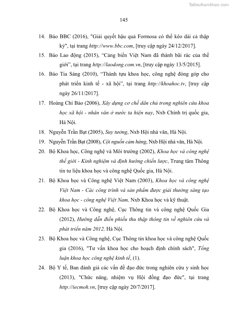 Luận án tiến sĩ Vấn đề tự do và trách nhiệm đạo đức trong hoạt động khoa học, công nghệ và bài học đối với Việt Nam hiện nay - 13 Trang 150