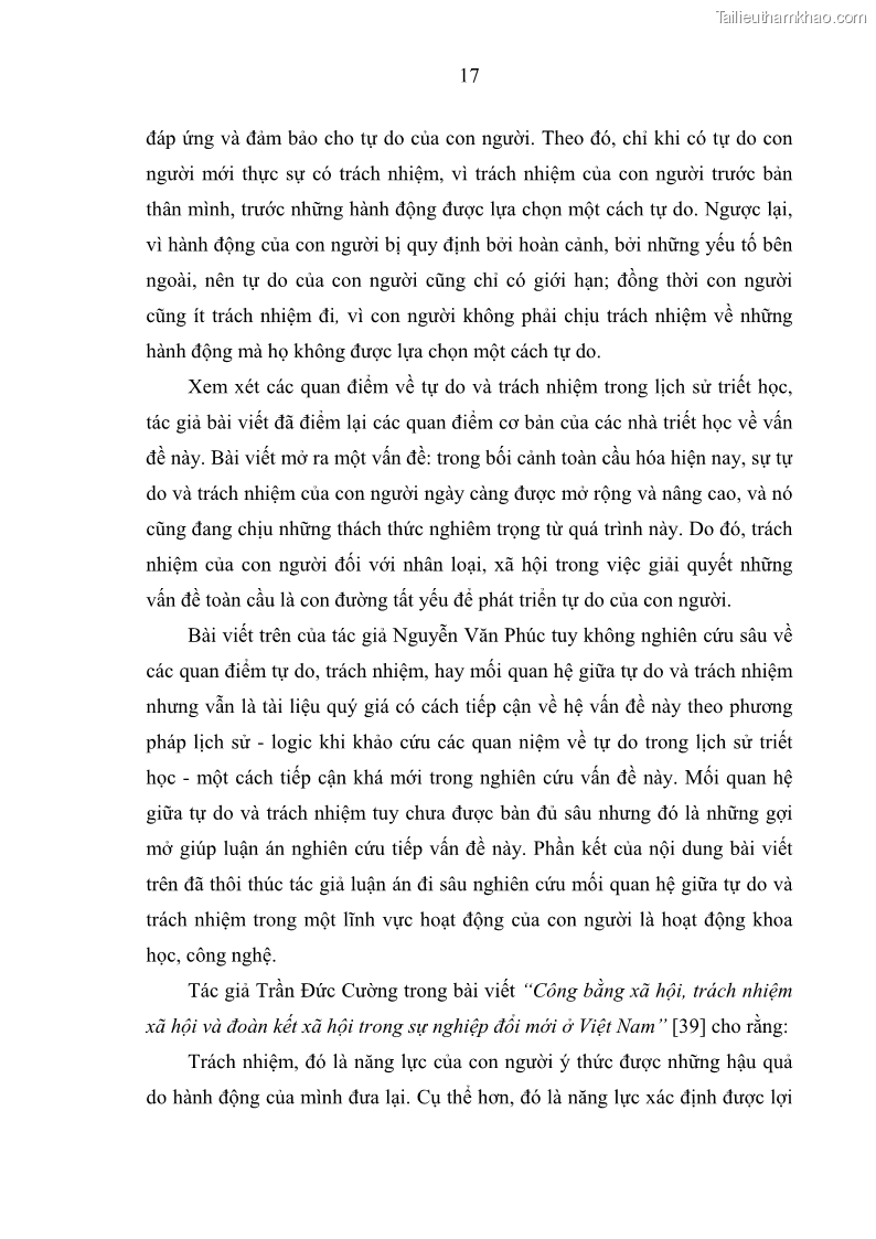 Luận án tiến sĩ Vấn đề tự do và trách nhiệm đạo đức trong hoạt động khoa học, công nghệ và bài học đối với Việt Nam hiện nay - 2 Trang 22