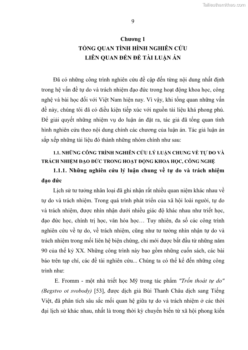 Luận án tiến sĩ Vấn đề tự do và trách nhiệm đạo đức trong hoạt động khoa học, công nghệ và bài học đối với Việt Nam hiện nay - 2 Trang 14