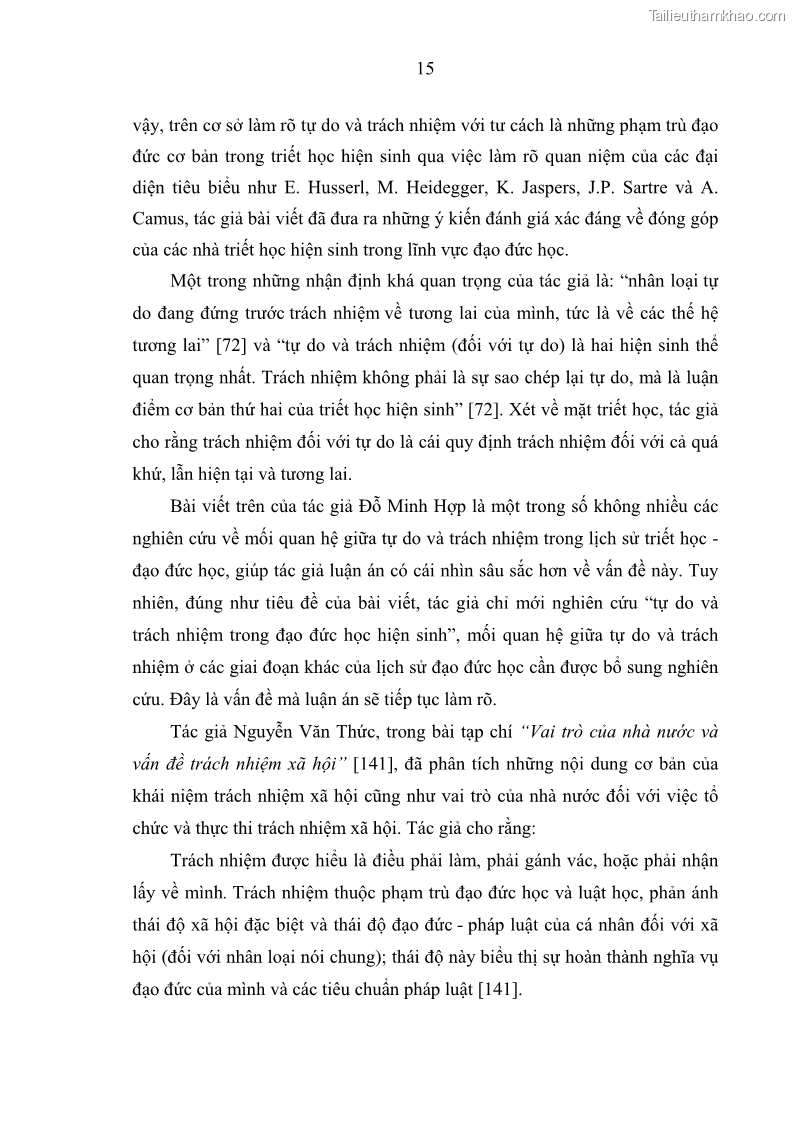 Luận án tiến sĩ Vấn đề tự do và trách nhiệm đạo đức trong hoạt động khoa học, công nghệ và bài học đối với Việt Nam hiện nay - 2 Trang 20