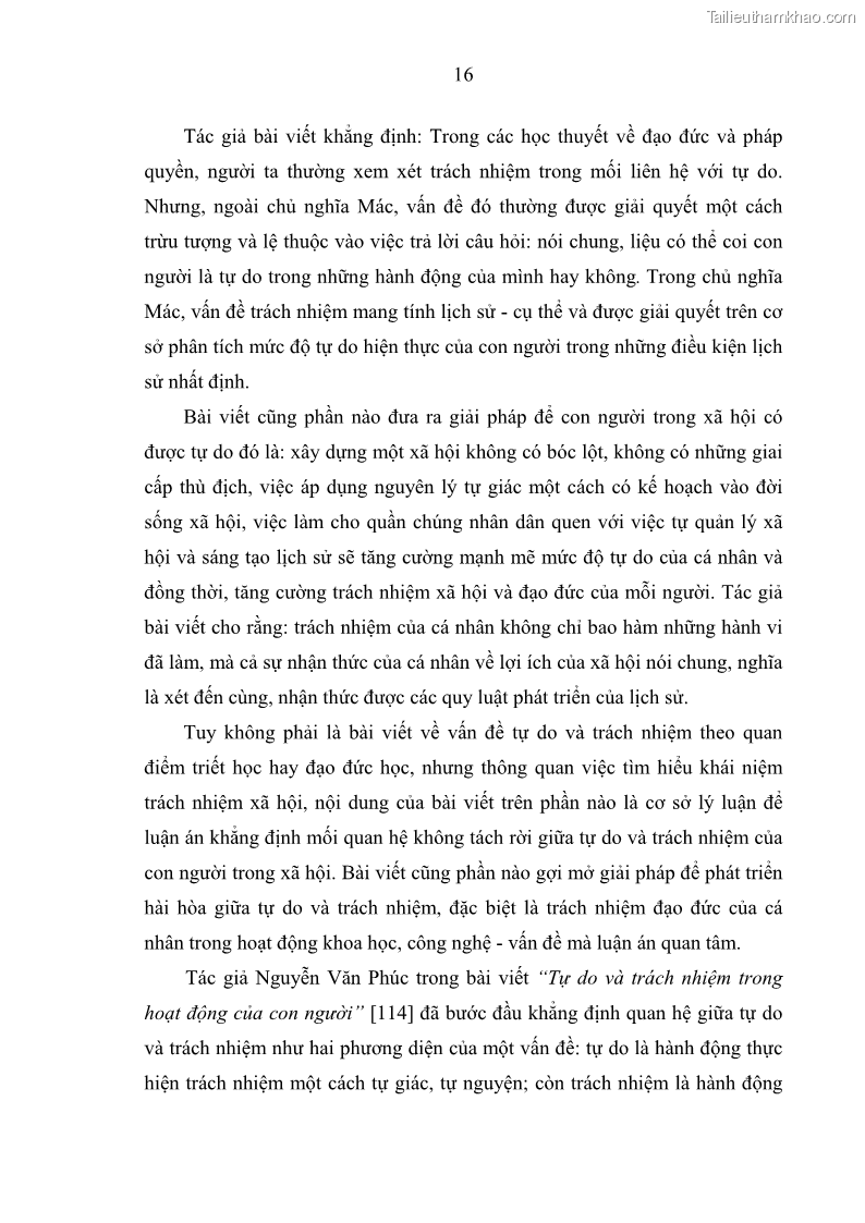 Luận án tiến sĩ Vấn đề tự do và trách nhiệm đạo đức trong hoạt động khoa học, công nghệ và bài học đối với Việt Nam hiện nay - 2 Trang 21