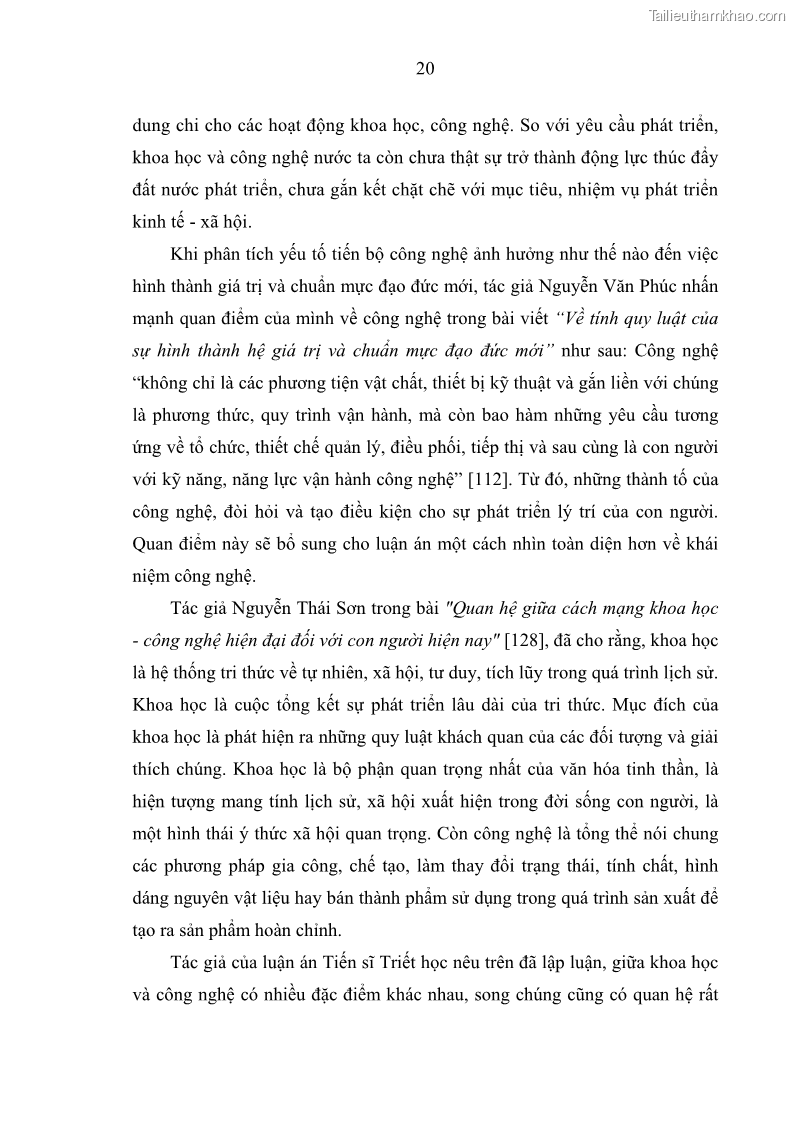 Luận án tiến sĩ Vấn đề tự do và trách nhiệm đạo đức trong hoạt động khoa học, công nghệ và bài học đối với Việt Nam hiện nay - 3 Trang 25