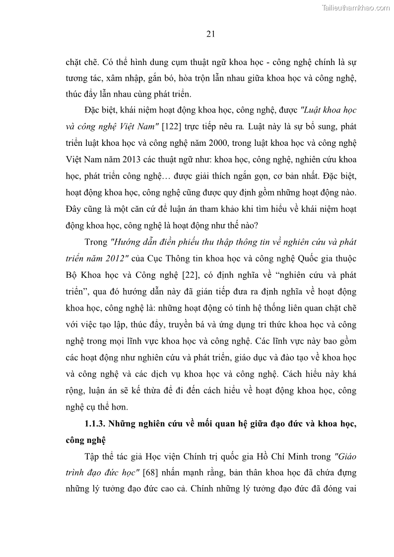 Luận án tiến sĩ Vấn đề tự do và trách nhiệm đạo đức trong hoạt động khoa học, công nghệ và bài học đối với Việt Nam hiện nay - 3 Trang 26